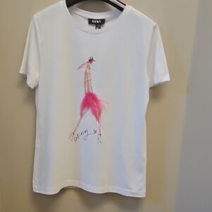 NWT DKNY White Tee with Pink Graphic